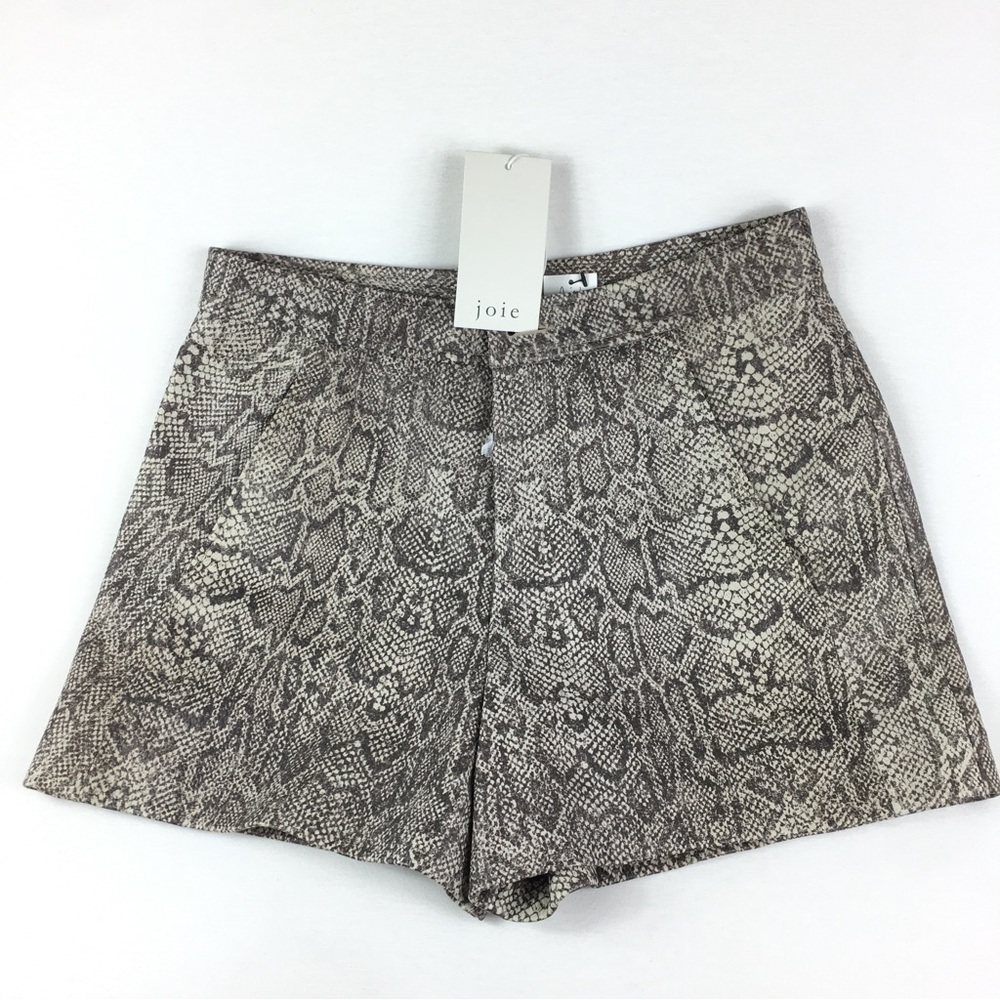 Joie Abreal Snakeskin High Waisted Lamb Leather Gravel Shorts Women’s Size 4 NEW